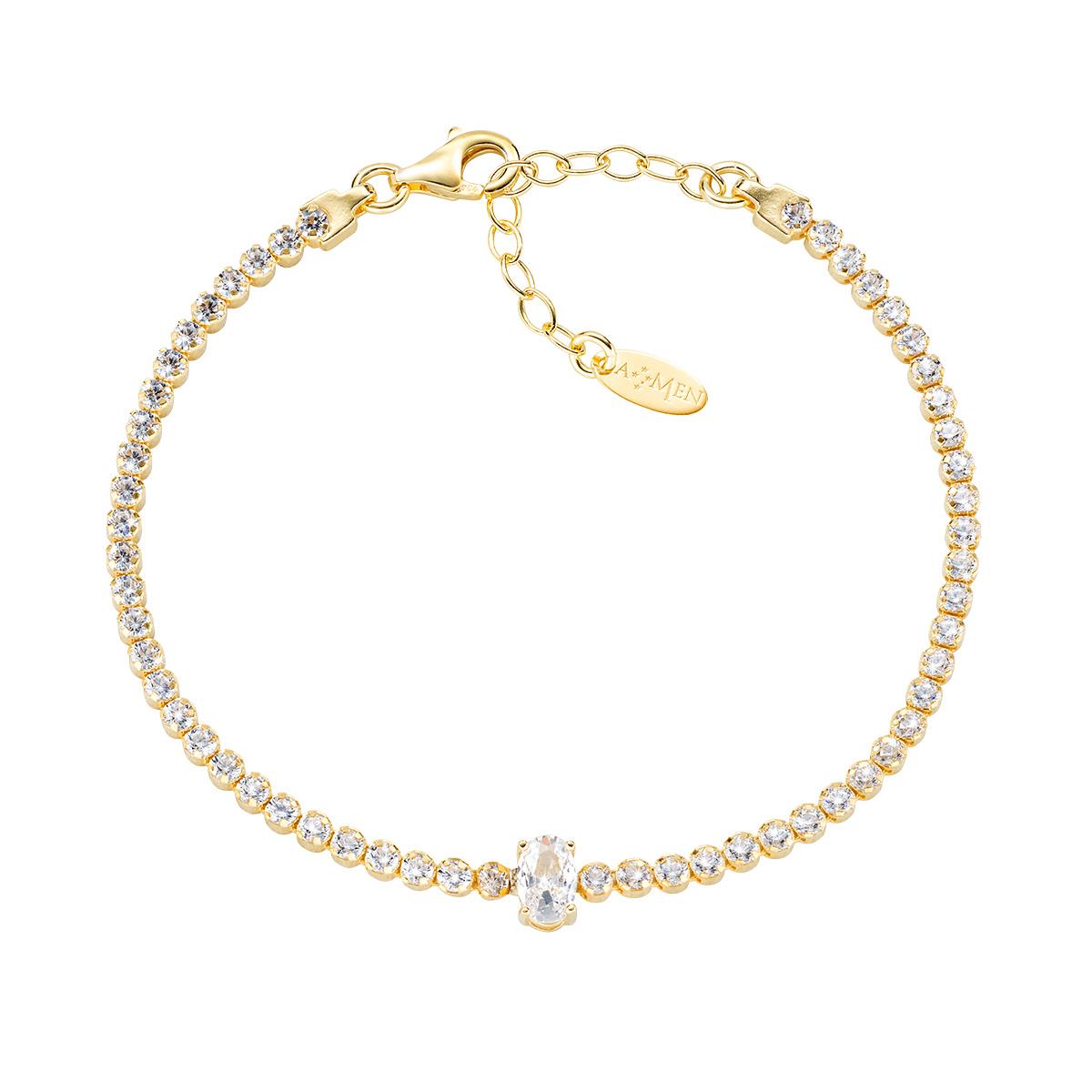 Bracciale Tennis Dorato Zircone Ovale - Amen Collection Ref. BT21OVGBZ16 - AMEN