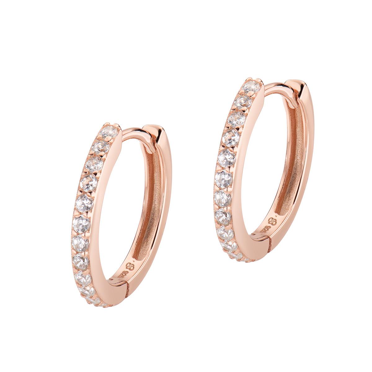 Orecchini Cerchio Ros&egrave; con Zirconi Bianchi - Amen Collection Ref. ECERBZ - AMEN