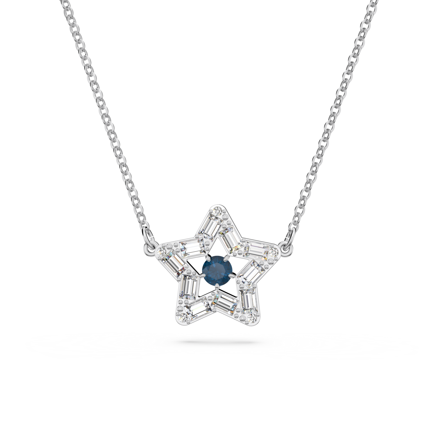 Swarovski - Pendente Stella, Taglio misto, Stella, Blu, Placcato rodio Ref. 5639186 - SWAROVSKI