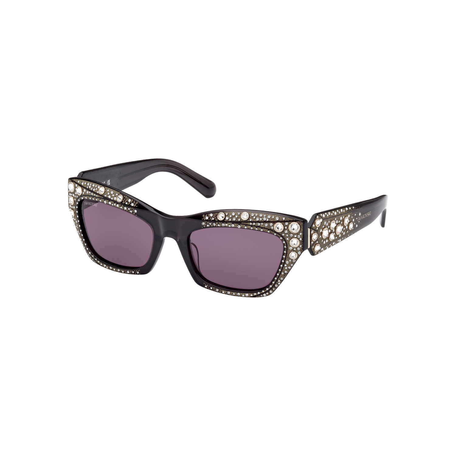 Swarovski - Occhiali da sole, Forma occhi di gatto, SK0380 01A, Neri Ref. 5649032 - SWAROVSKI