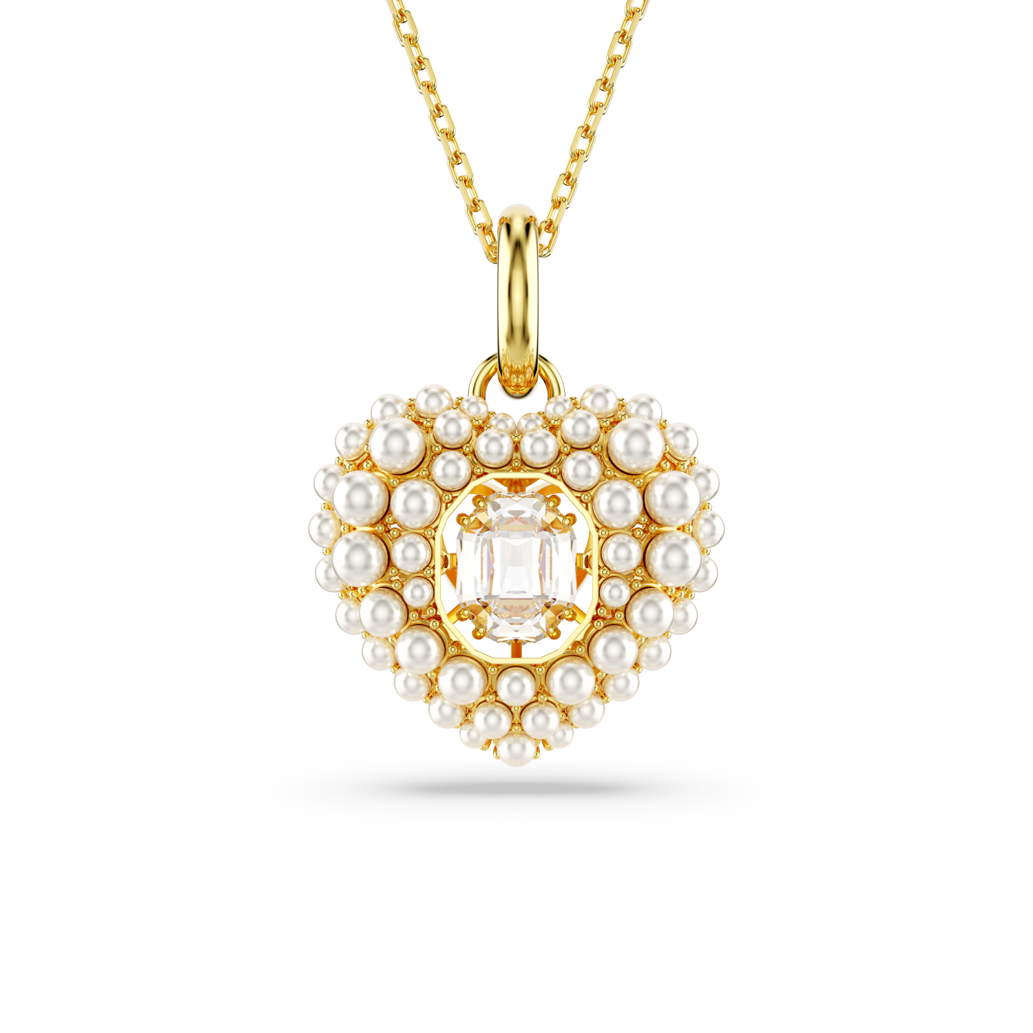 Swarovski - Pendente Hyperbola, Cuore, Bianco, Placcato color oro Ref. 5680399 - SWAROVSKI