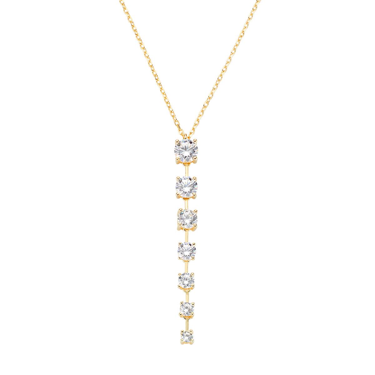 Collana Dorata con Zirconi Bianchi Pendenti  - Amen Collection Ref. CL7DIGB4 - AMEN