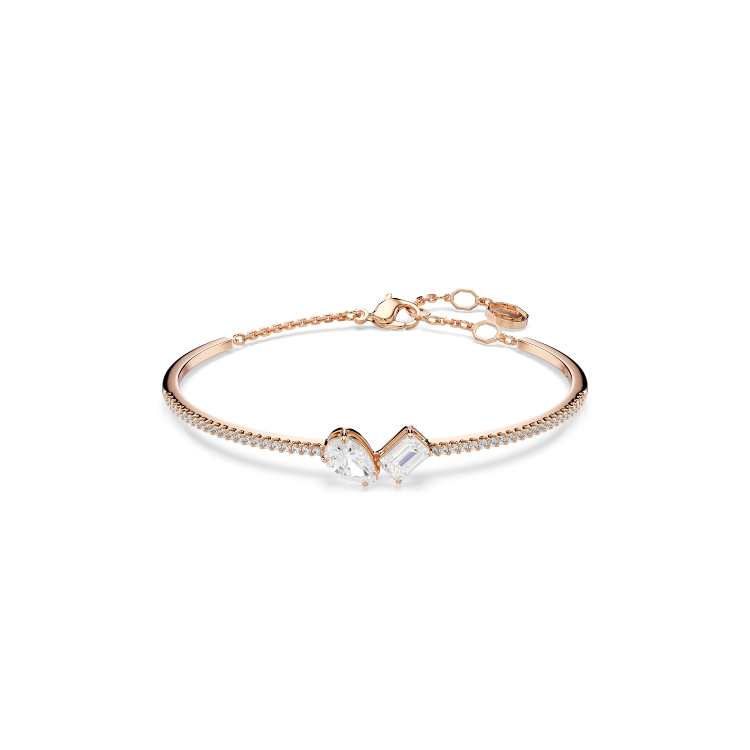 Swarovski - Bracciale rigido Mesmera, Taglio misto, Bianco, Placcato color oro rosa Ref. 5734247 - SWAROVSKI