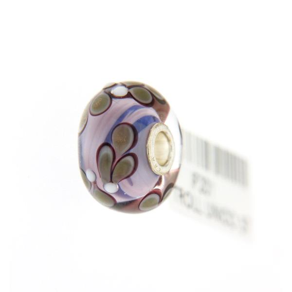 Trollbeads Unico in Vetro - OOAK Original Trollbeads  lilla con foglie Rif. UNICO 37 - TROLLBEADS
