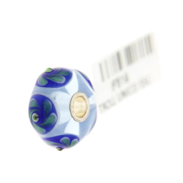 Trollbeads Unico in Vetro - OOAK Original Trollbeads Azzurro con tondi blu e vortici all'interno Rif. UNICO 55C - TROLLBEADS