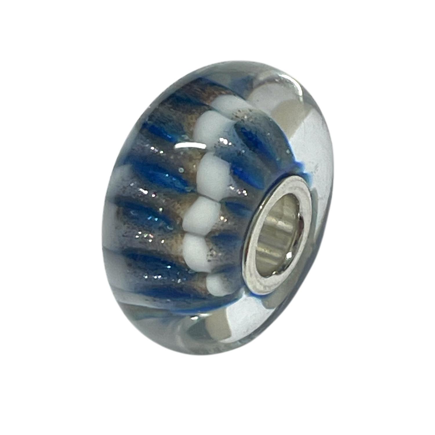 Trollbeads Unico in Vetro azzurro e oro - TROLLBEADS