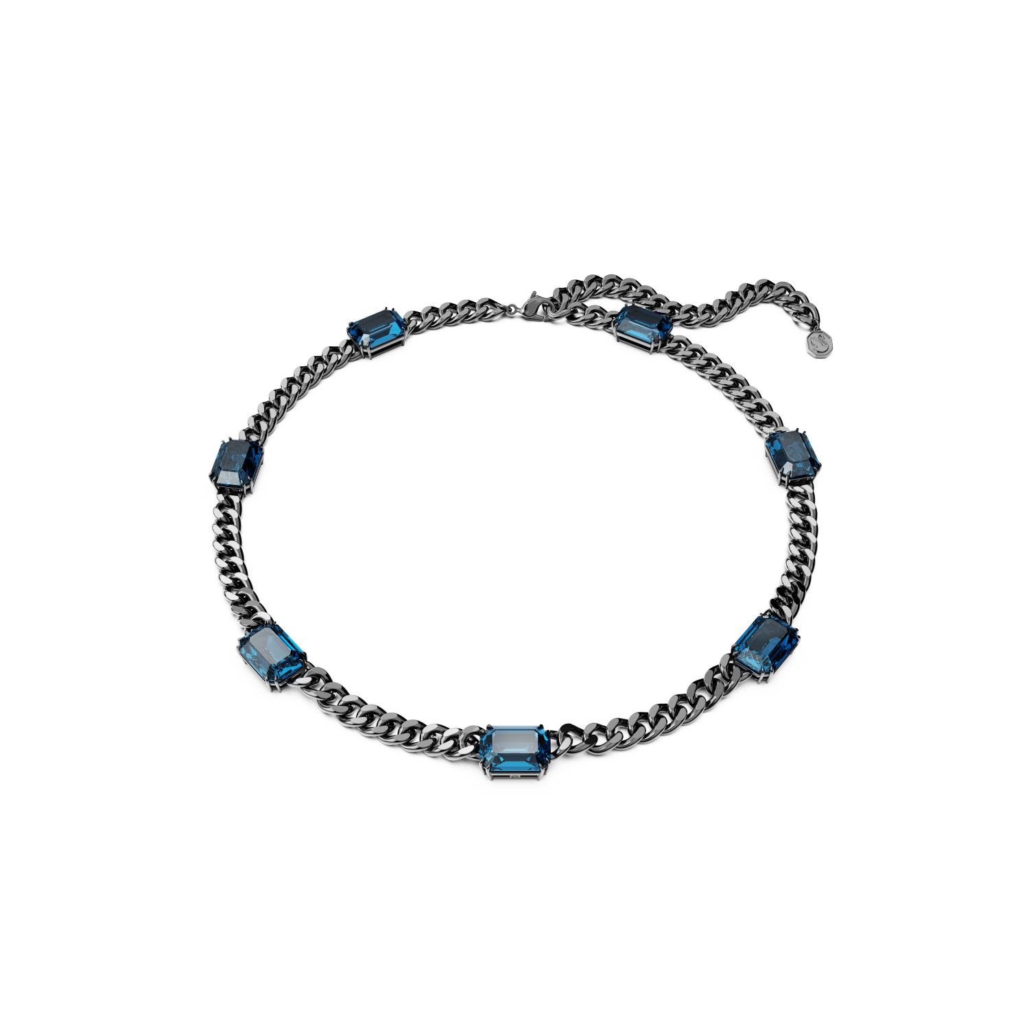 Swarovski - Collana Millenia, Taglio ottagonale, Blu, Placcato rutenio Ref. 5671243 - SWAROVSKI
