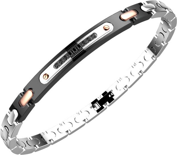 Bracciale Zancan da uomo in Acciaio e Spinelli Neri Ref. EHB361 - ZANCAN