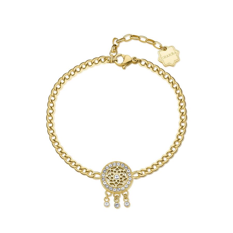 Brosway - Bracciale CHARKA in acciaio, pvd oro, acchiappa sogni con cristalli biachi Ref. BHKB146 - BROSWAY