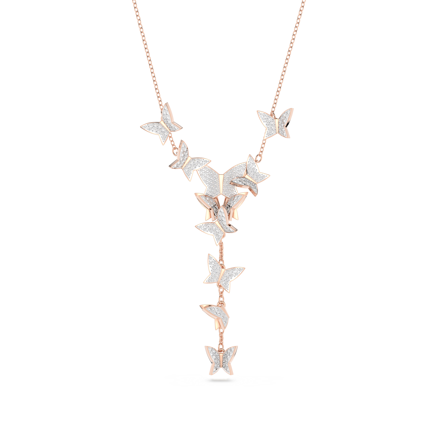 Swarovski - Collana a Y Lilia, Farfalla, Bianco, Placcato color oro rosa Ref. 5636419 - SWAROVSKI