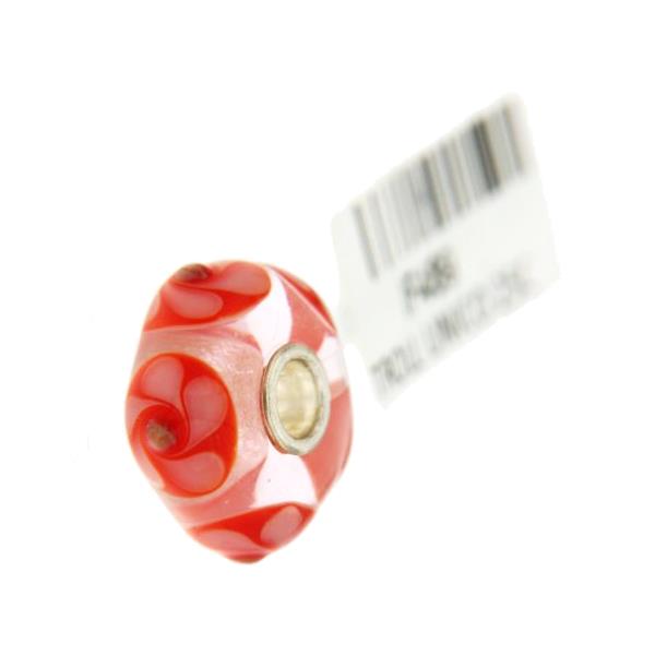 Trollbeads Unico in Vetro - OOAK Original Trollbeads Rosso con fiore Rif. UNICO 25C - TROLLBEADS