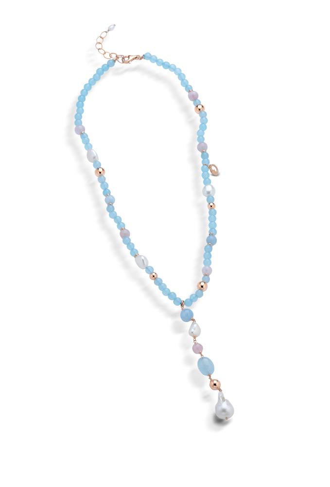 Le Lune Gioielli - Collana in Giada Azzurra con Perle Ref. LGNK220 - LE LUNE
