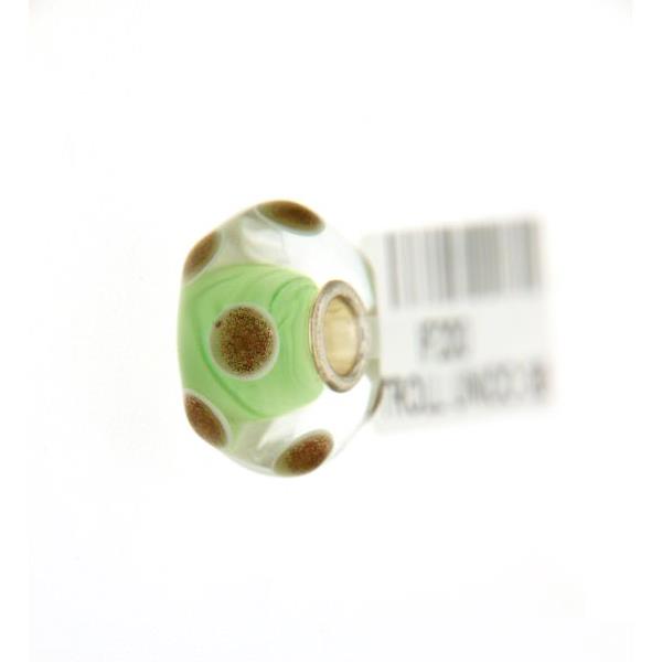 Trollbeads Unico in Vetro - OOAK Original Trollbeads  verde pois oro Rif. UNICO 36 - TROLLBEADS