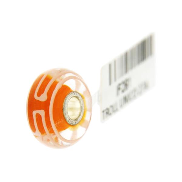 Trollbeads Unico in Vetro - OOAK Original Trollbeads Arancione con forme geometriche Rif. UNICO 27A - TROLLBEADS