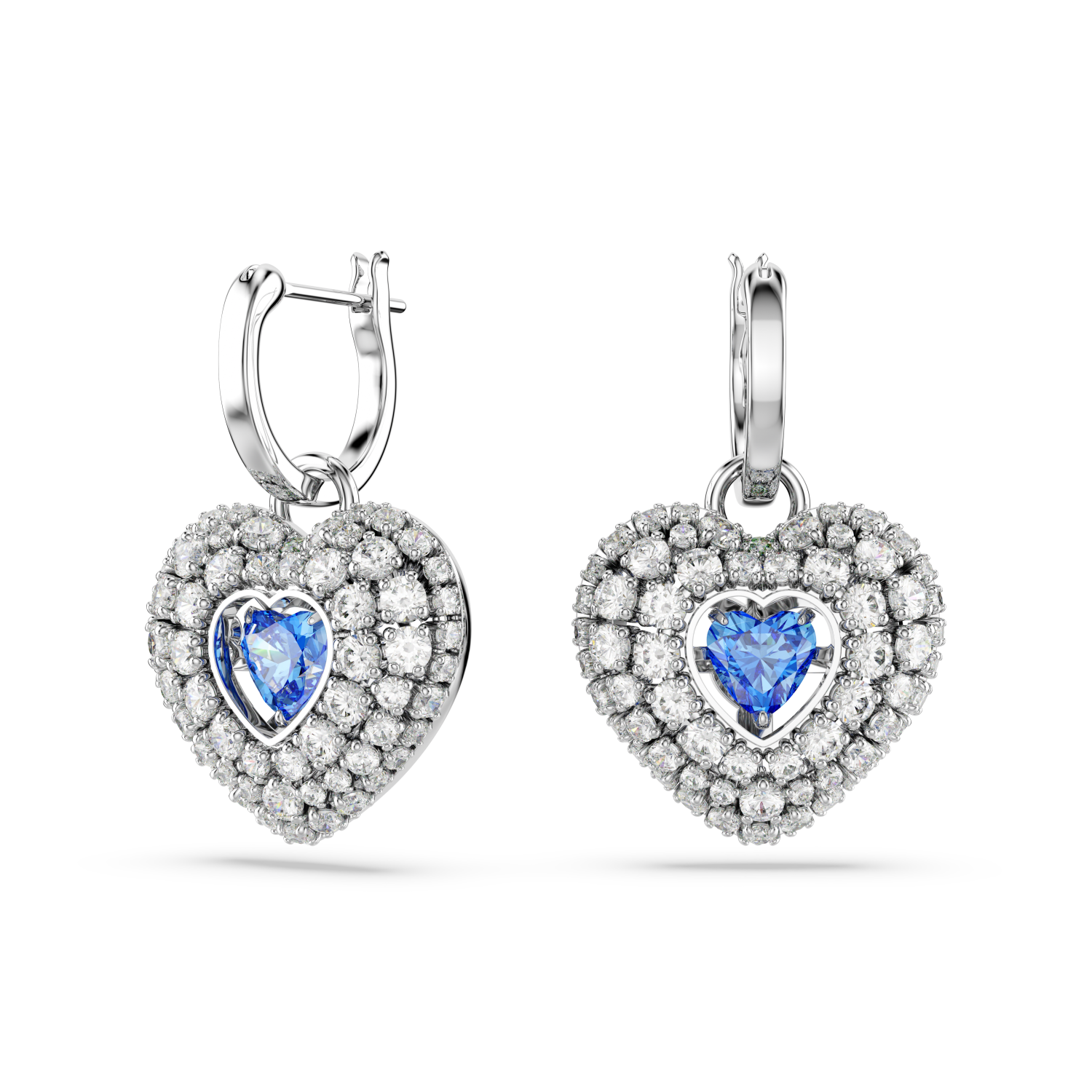 Swarovski - Orecchini pendenti Hyperbola, Cuore, Blu, Placcato rodio Ref. 5680392 - SWAROVSKI