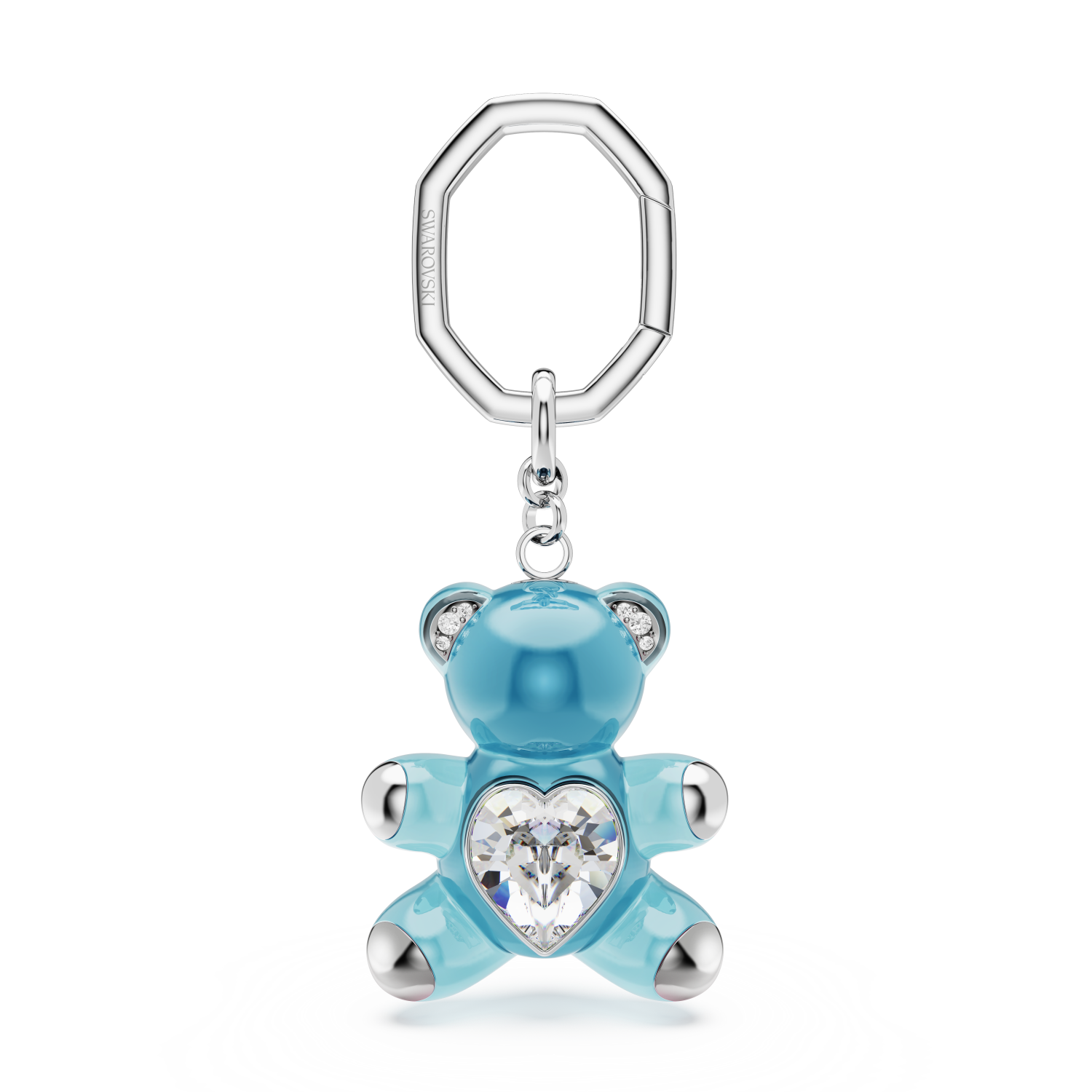 Swarovski - Portachiavi Teddy, Orso, Blu, Placcato rodio Ref. 5733826 - SWAROVSKI
