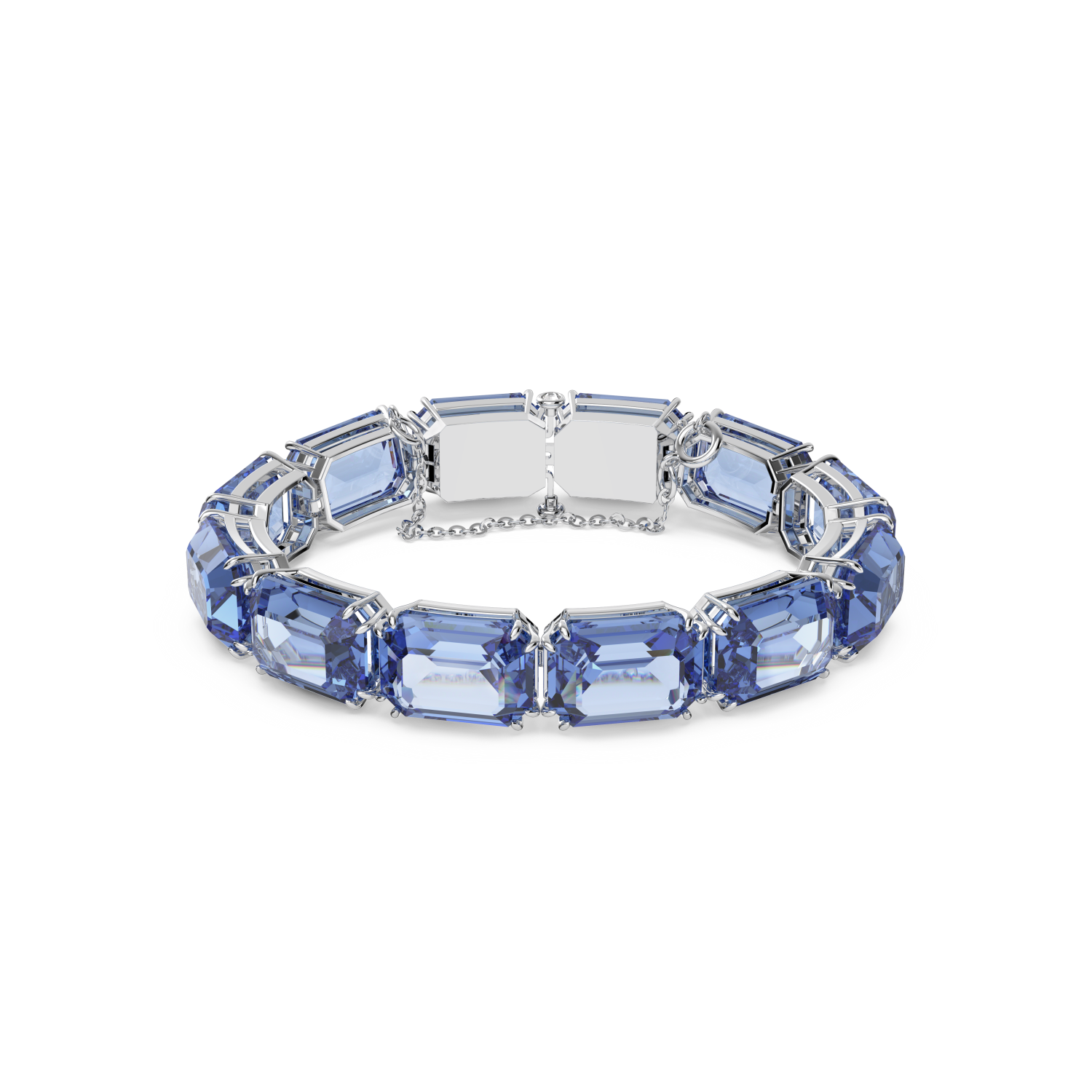 Swarovski - Braccialetto Millenia, Cristalli oversize, Taglio ottagonale, Blu, Placcato rodio Ref. 5614927 - SWAROVSKI
