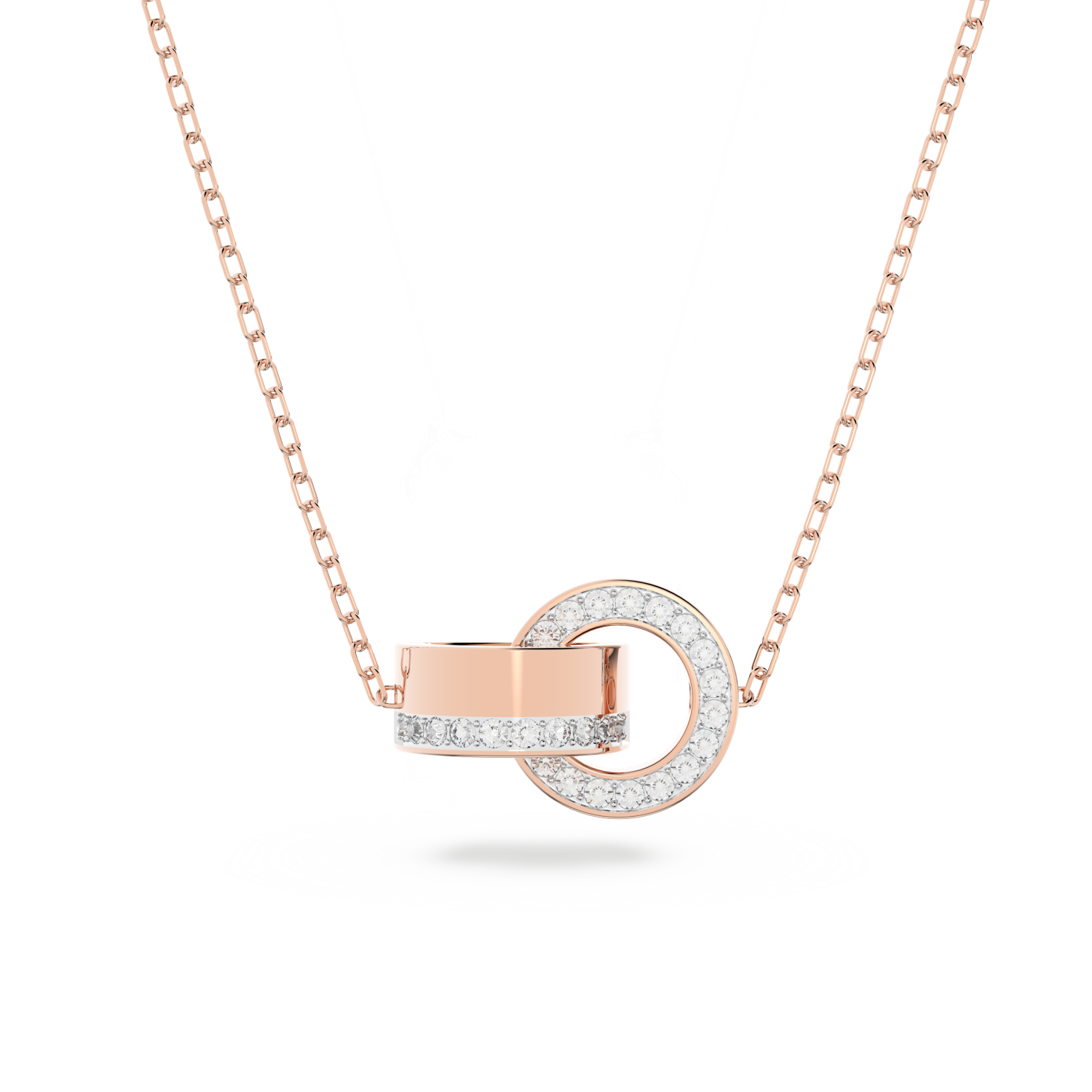 Swarovski - Pendente Hollow, Cerchi intrecciati, Piccalo, Bianco, Placcato color oro rosa Ref. 5636496 - SWAROVSKI