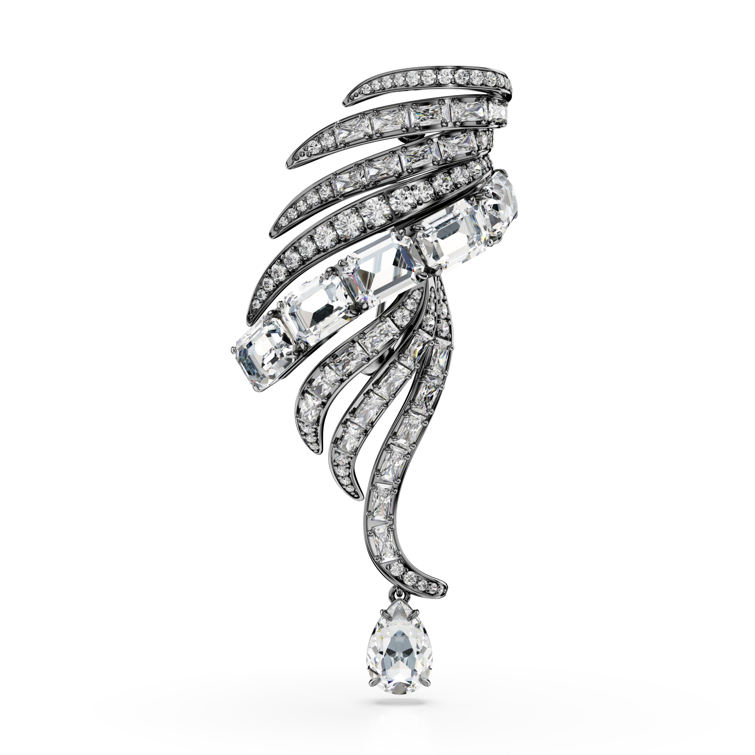 Swarovski - Spilla The Vienna Collection, Piuma, Bianca, Placcato rutenio Ref. 5735193 - SWAROVSKI