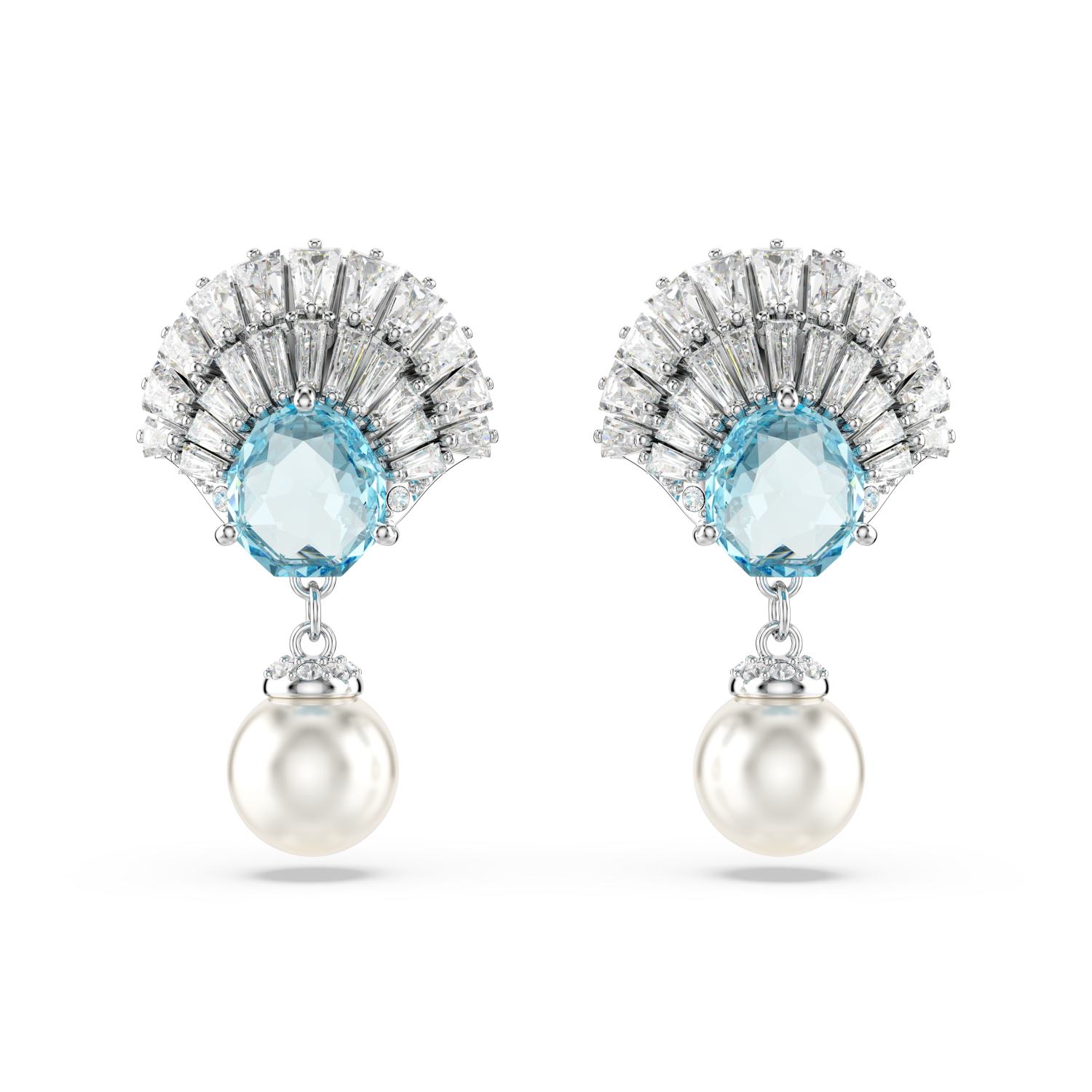Swarovski - Orecchini pendenti Idyllia, Conchiglia, Blu, Placcato rodio Ref. 5680301 - SWAROVSKI