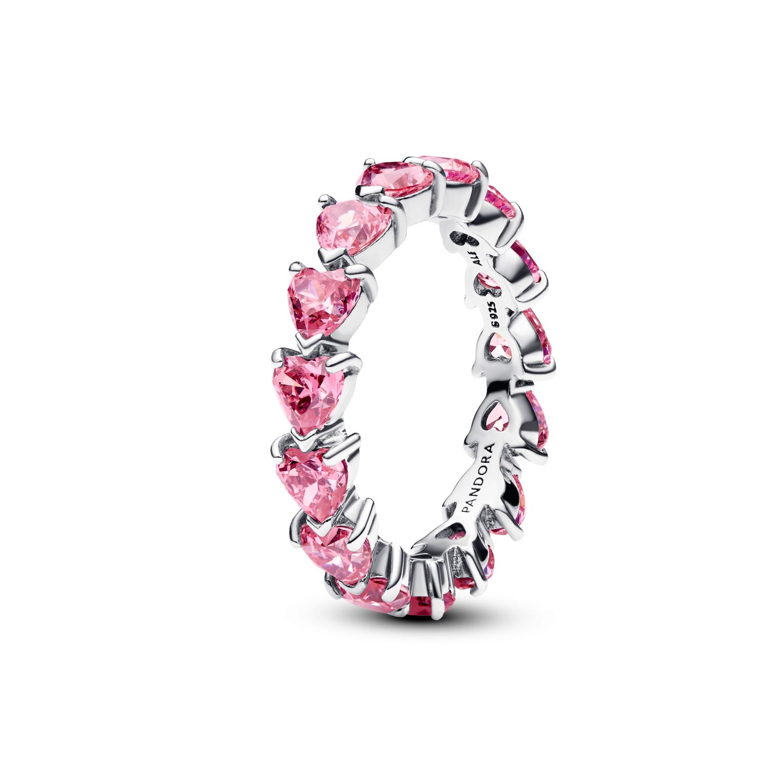 Pandora - Anello Fascia di cuori rosa Ref. 193103C02-48 - PANDORA