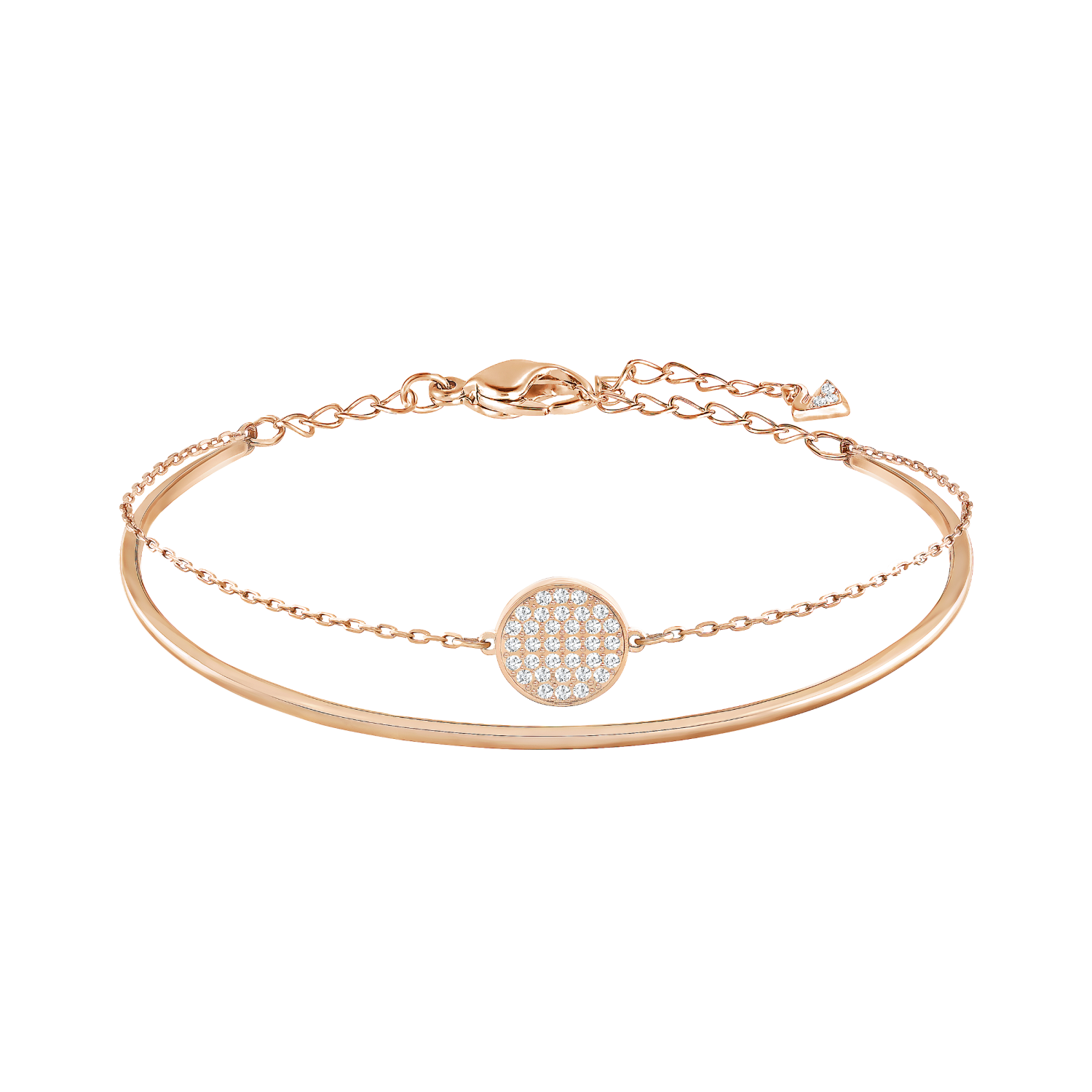 Swarovski - Bracciale rigido Ginger, Bianco, Placcato color oro rosa Ref. 5274892 - SWAROVSKI