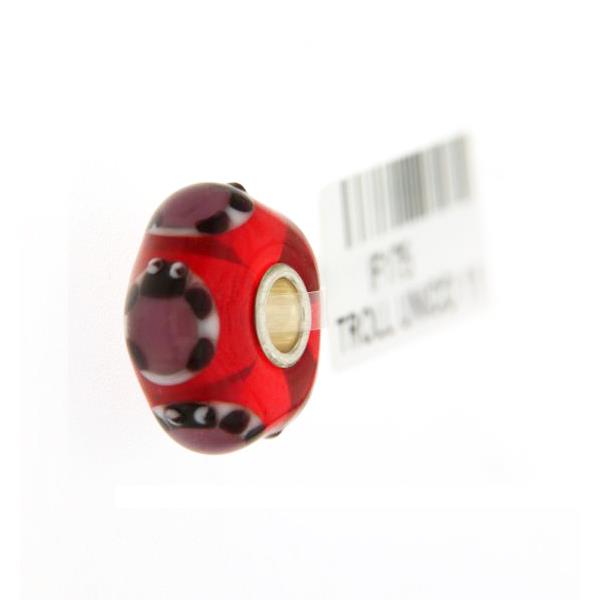 Trollbeads Unico in Vetro - OOAK Original Trollbeads  rosso con tartaruga Rif. UNICO 11 - TROLLBEADS