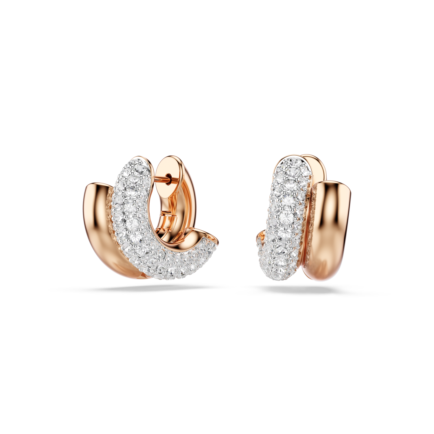 Swarovski - Orecchini a cerchio Dextera, Taglio Round, Mini, Bianchi, Placcato color oro rosa Ref. 5738198 - SWAROVSKI