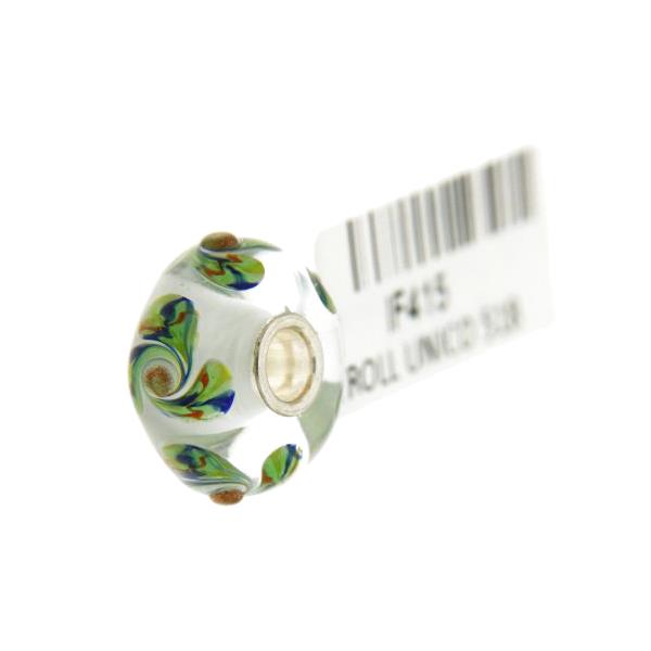 Trollbeads Unico in Vetro - OOAK Original Trollbeads Trasparente/Bianco con vortici Rif. UNICO 51B - TROLLBEADS