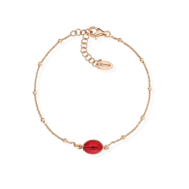 Bracciale Amen - Argento con Miracolosa in smalto rosso Ref. BRMSRR3 - AMEN