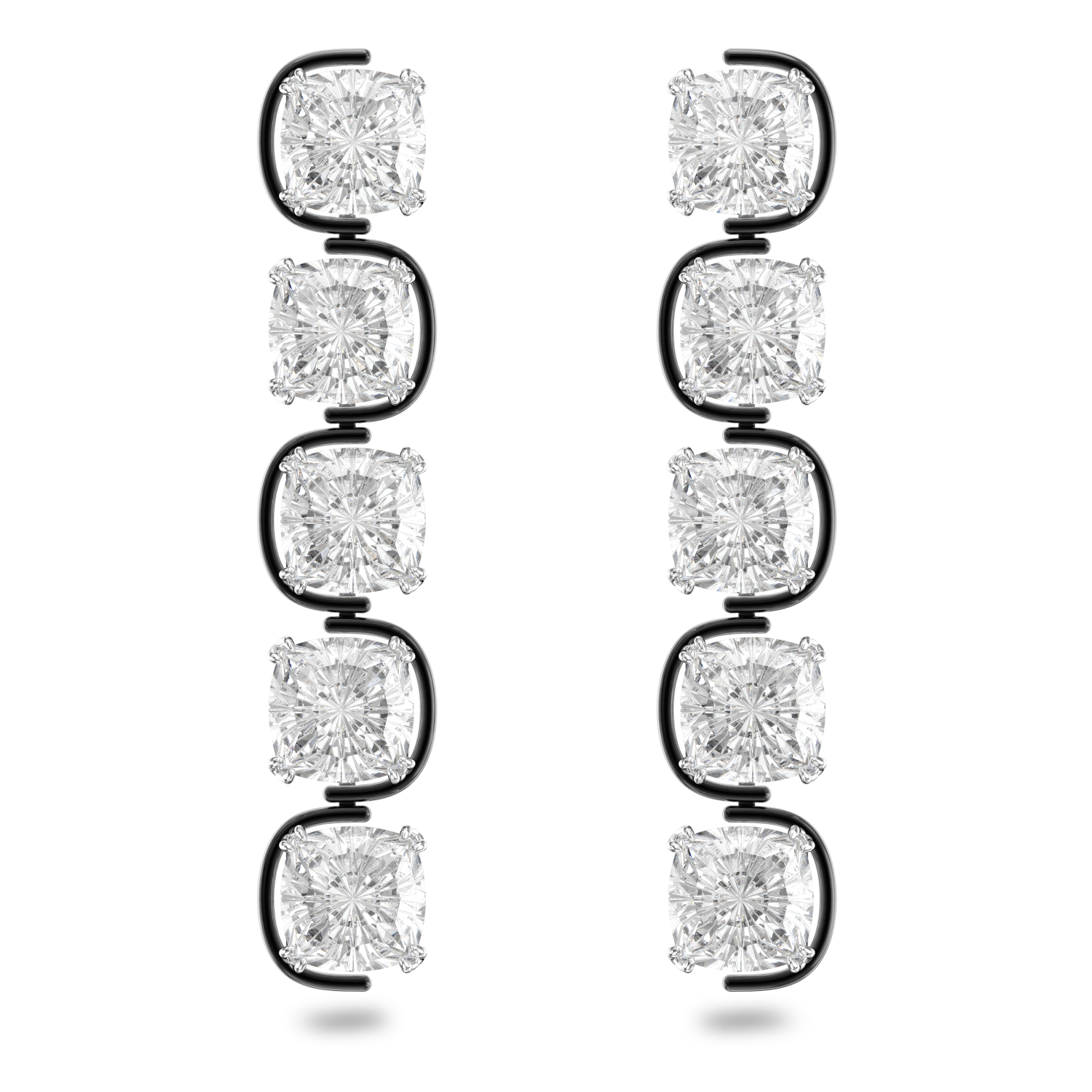 Swarovski - Orecchini pendenti Harmonia, Cristalli fluttuanti taglio  Cushion, Bianchi, Finitura in mix di placcature Ref. 5600043 - SWAROVSKI