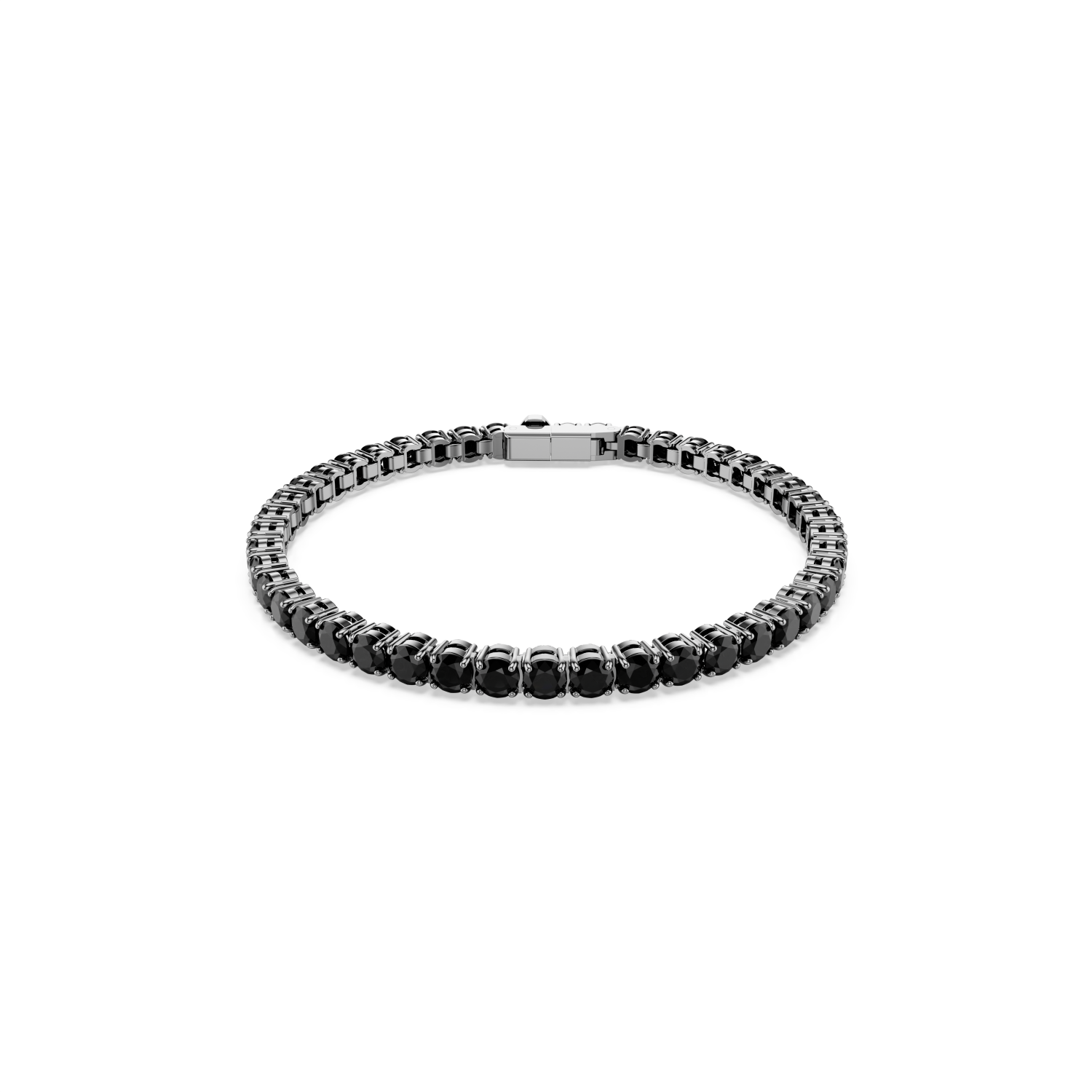 Swarovski - Bracciale Tennis Matrix, Taglio Round, Nero, Placcato rutenio Ref. 5696030 - SWAROVSKI