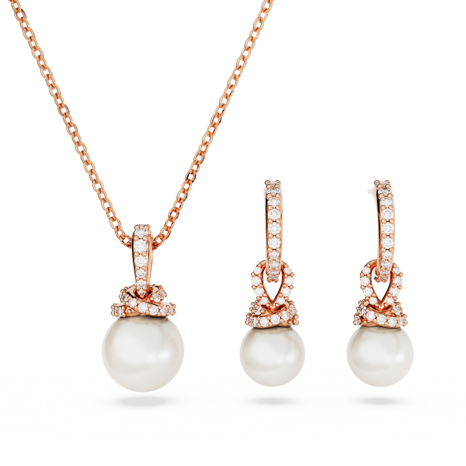 Swarovski - Set Originally, Bianco, Placcato color oro rosa Ref. 5672835 - SWAROVSKI