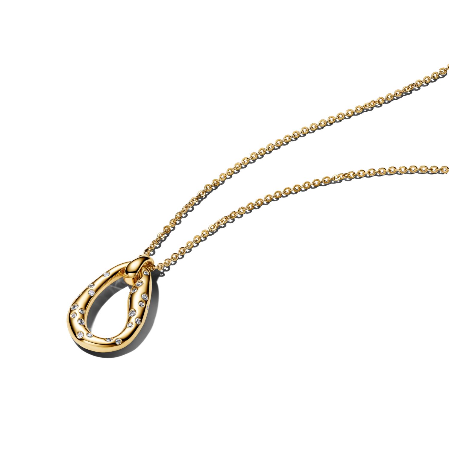 Pandora -  Collana Ovale Linea Sinuosa con Pietre Luminose Ref. 364666C01-45 - PANDORA