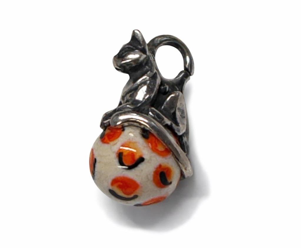 Trollbeads in Vetro - Pendente Gatti biaco-arancio - TROLLBEADS