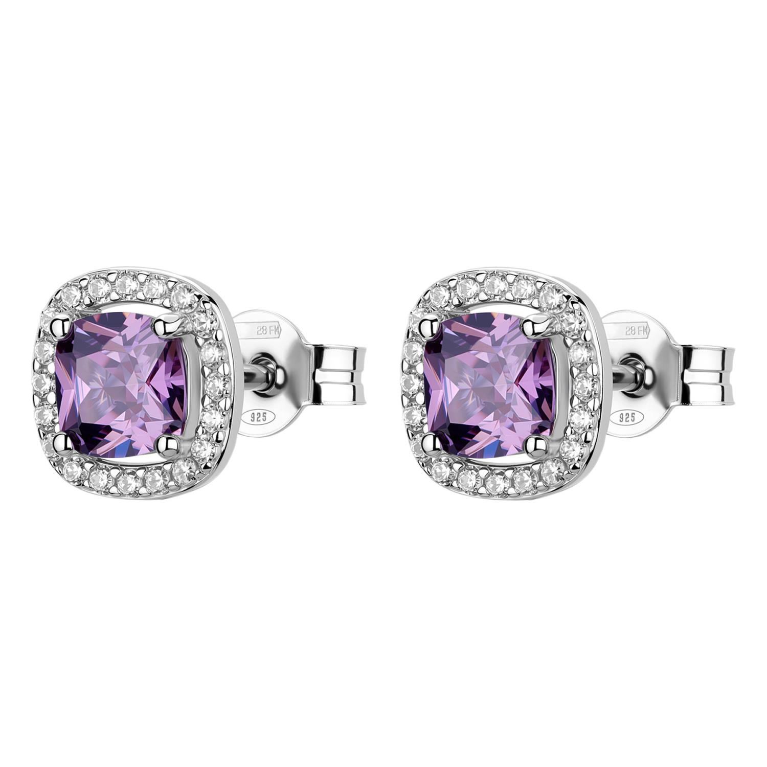 Brosway - Orecchini al lobo FANCY in argento 925/1000 rodiato, e cubic zirconia amethyst Ref. FMP124 - BROSWAY