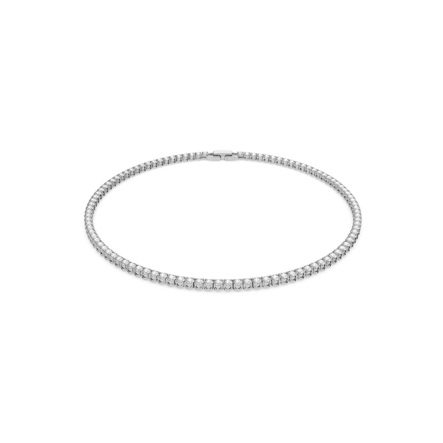 Swarovski - Collana Tennis Deluxe, Taglio tondo, Bianca, Placcato rodio Ref. 5494605 - SWAROVSKI