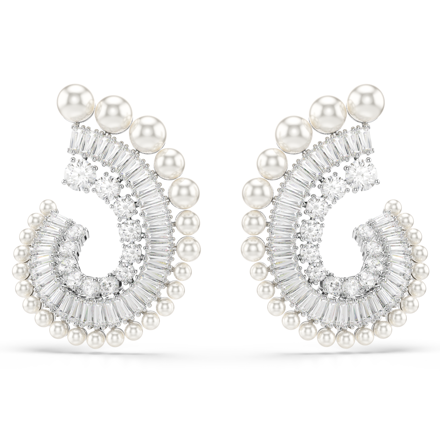 Swarovski - Orecchini pendenti Ariana Grande x Swarovski, Crystal Pearl, Taglio misto, Bianchi, Placcato rodio Ref. 5720869 - SWAROVSKI