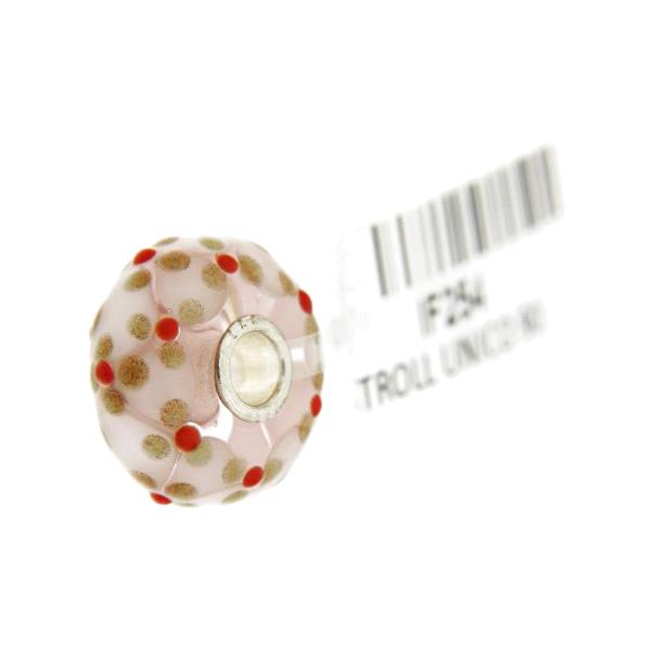 Trollbeads Unico in Vetro - OOAK Original Trollbeads Petali rosa pallido e fiorellini oro Rif. UNICO 90 - TROLLBEADS