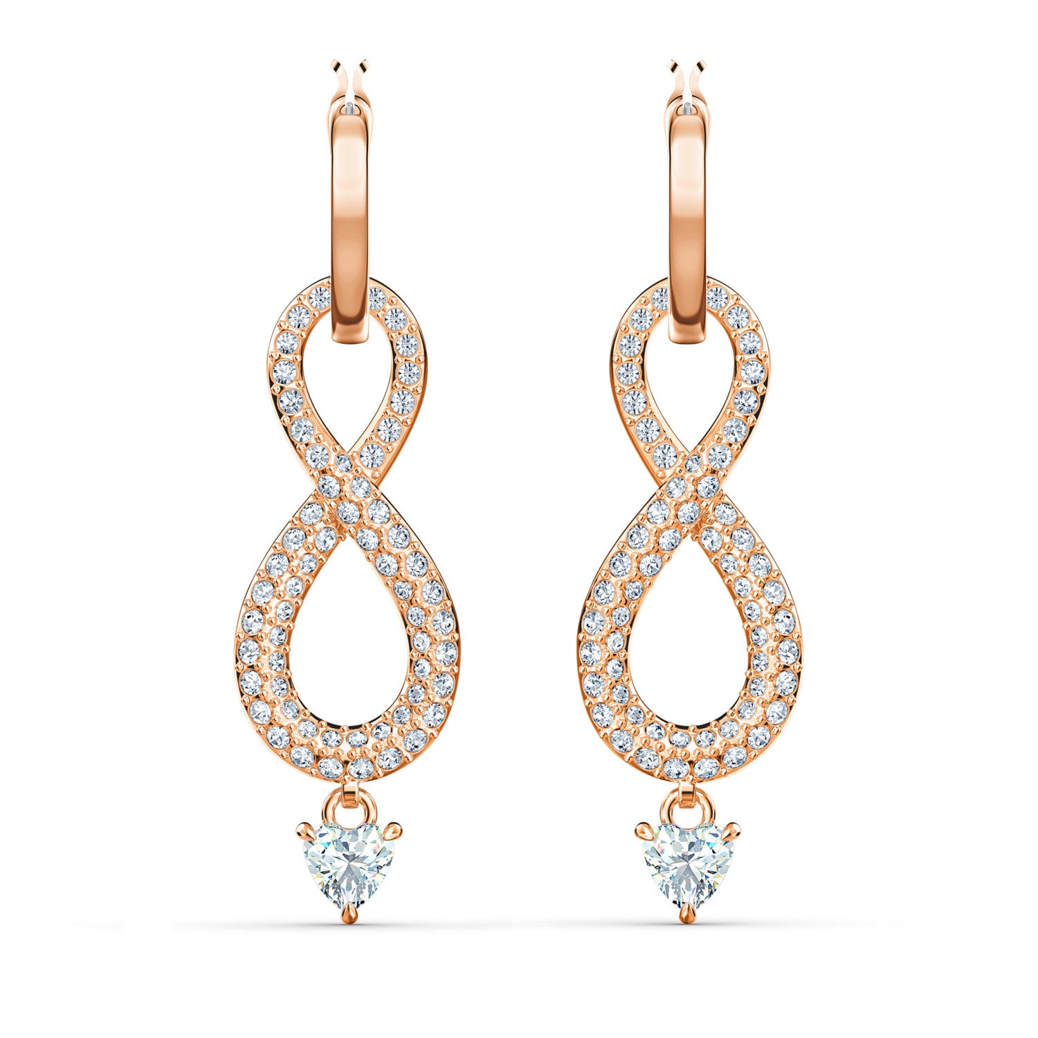 Swarovski - Orecchini Swarovski Infinity, Infinito, Bianco, Placcato color oro Rosa Ref. 5512625 - SWAROVSKI