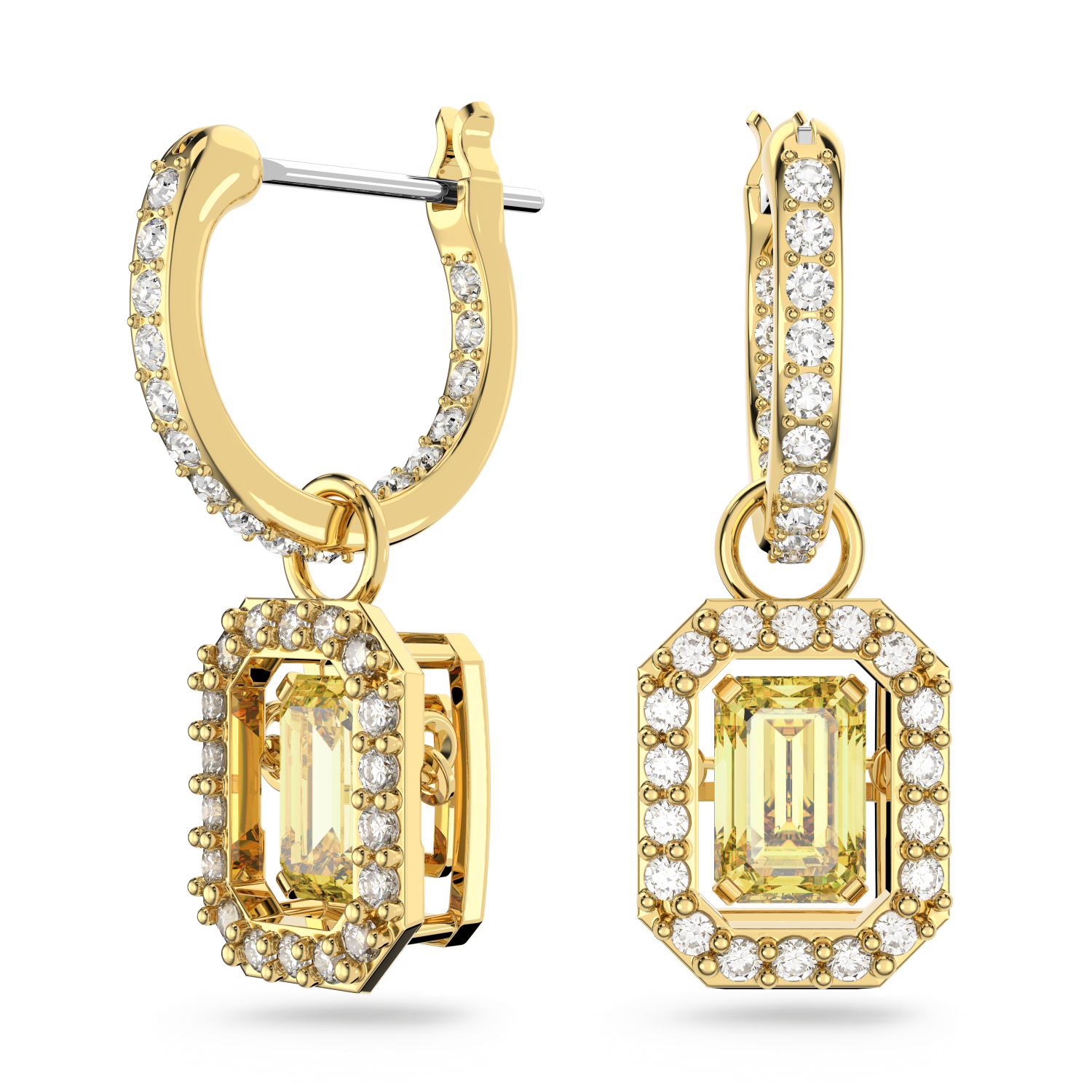 Swarovski - Orecchini pendenti Millenia, Taglio ottagonale, Gialli, Placcato color oro Ref. 5641169 - SWAROVSKI