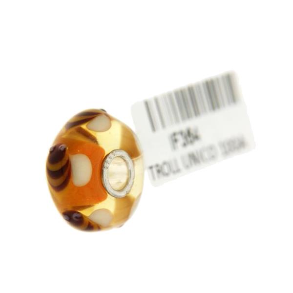 Trollbeads Unico in Vetro - OOAK Original Trollbeads Arancione con api Rif. UNICO 100A - TROLLBEADS