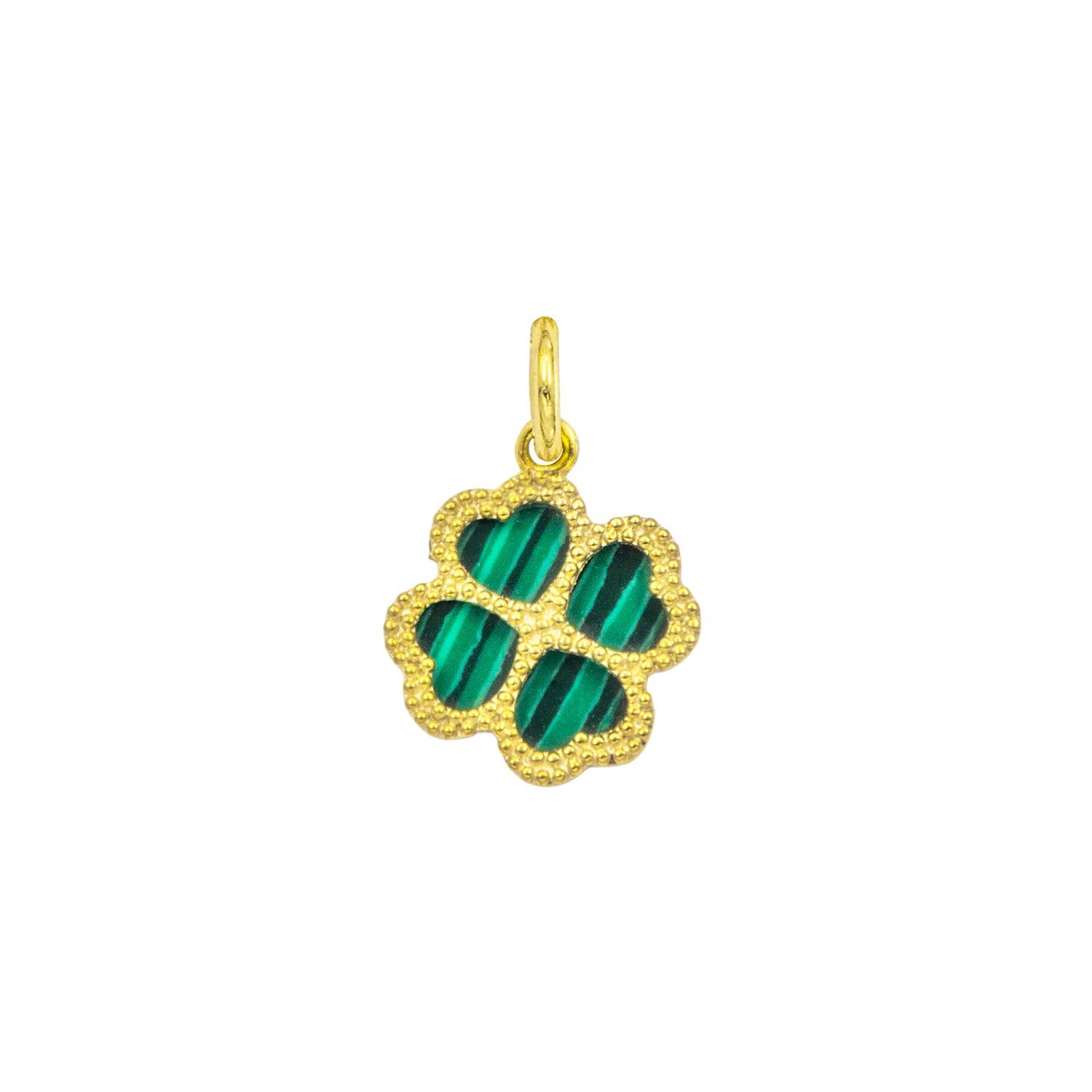 Charm Quadrifoglio in Oro 9 Kt e Malachite  Ref. A0426G9 - FACCO