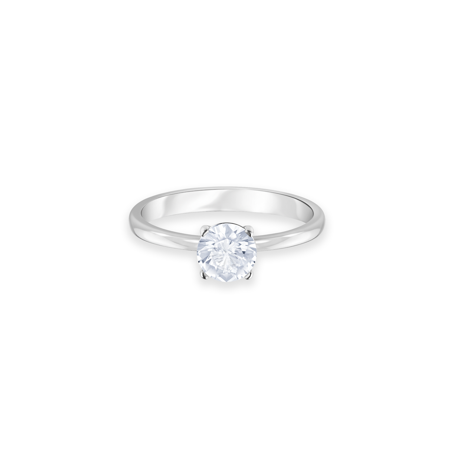 Swarovski - Anello Attract, Taglio tondo, Bianco, Placcato rodio Ref. 5368542 - SWAROVSKI