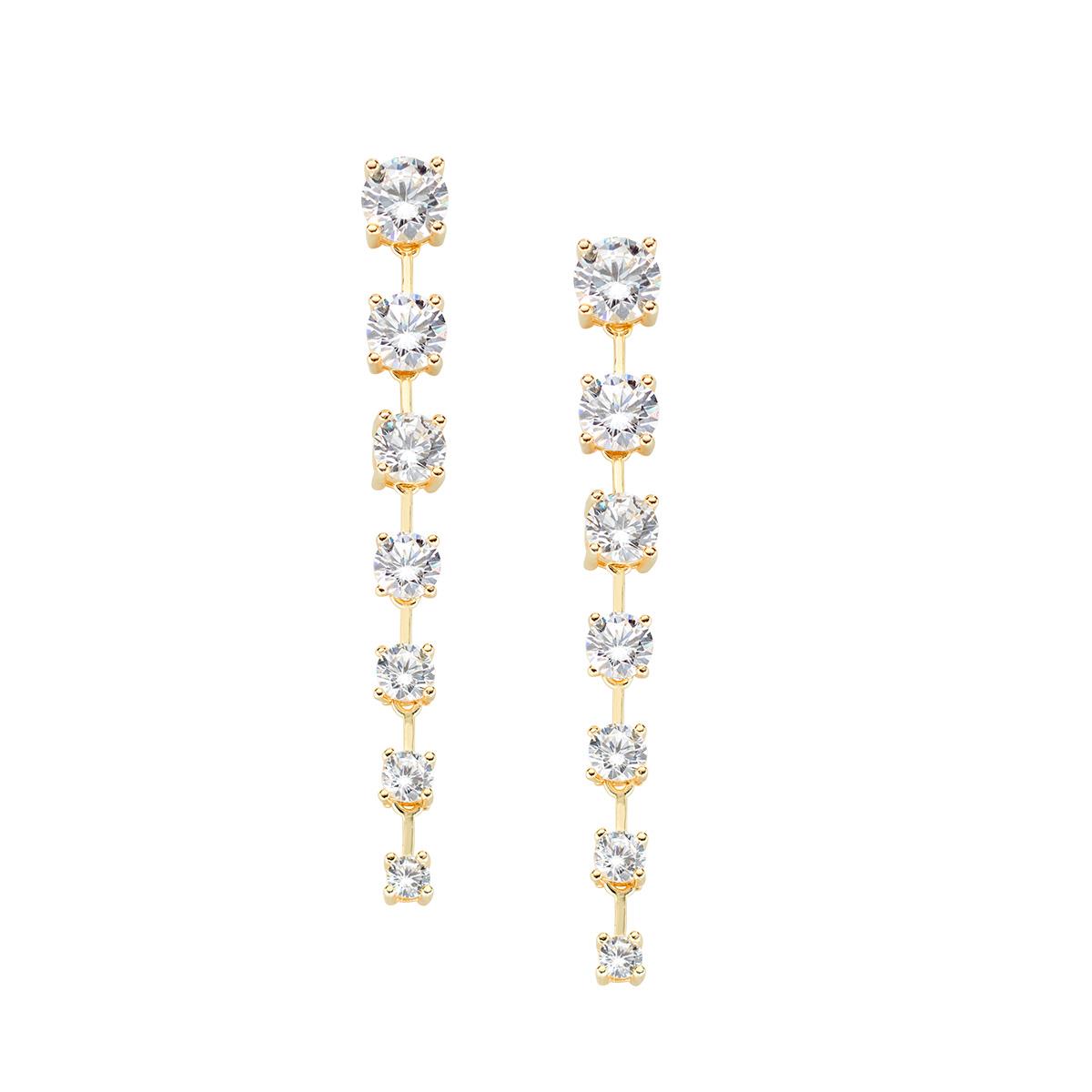 Orecchini Dorati con Zirconi Bianchi Pendenti  - Amen Collection Ref. OR7DIGB4 - AMEN