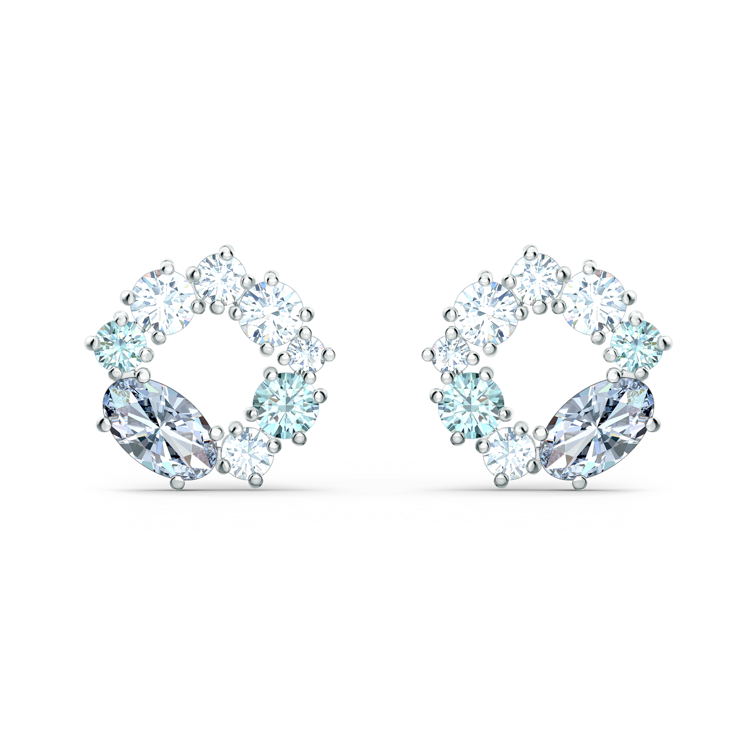 Swarovski - Orecchini a lobo Attract, Circolare, Blu, Placcato rodio Ref. 5570943 - SWAROVSKI