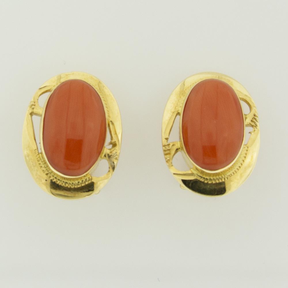Orecchini in Oro Giallo con Corallo Ref. BX537 - BARTOCCINI G