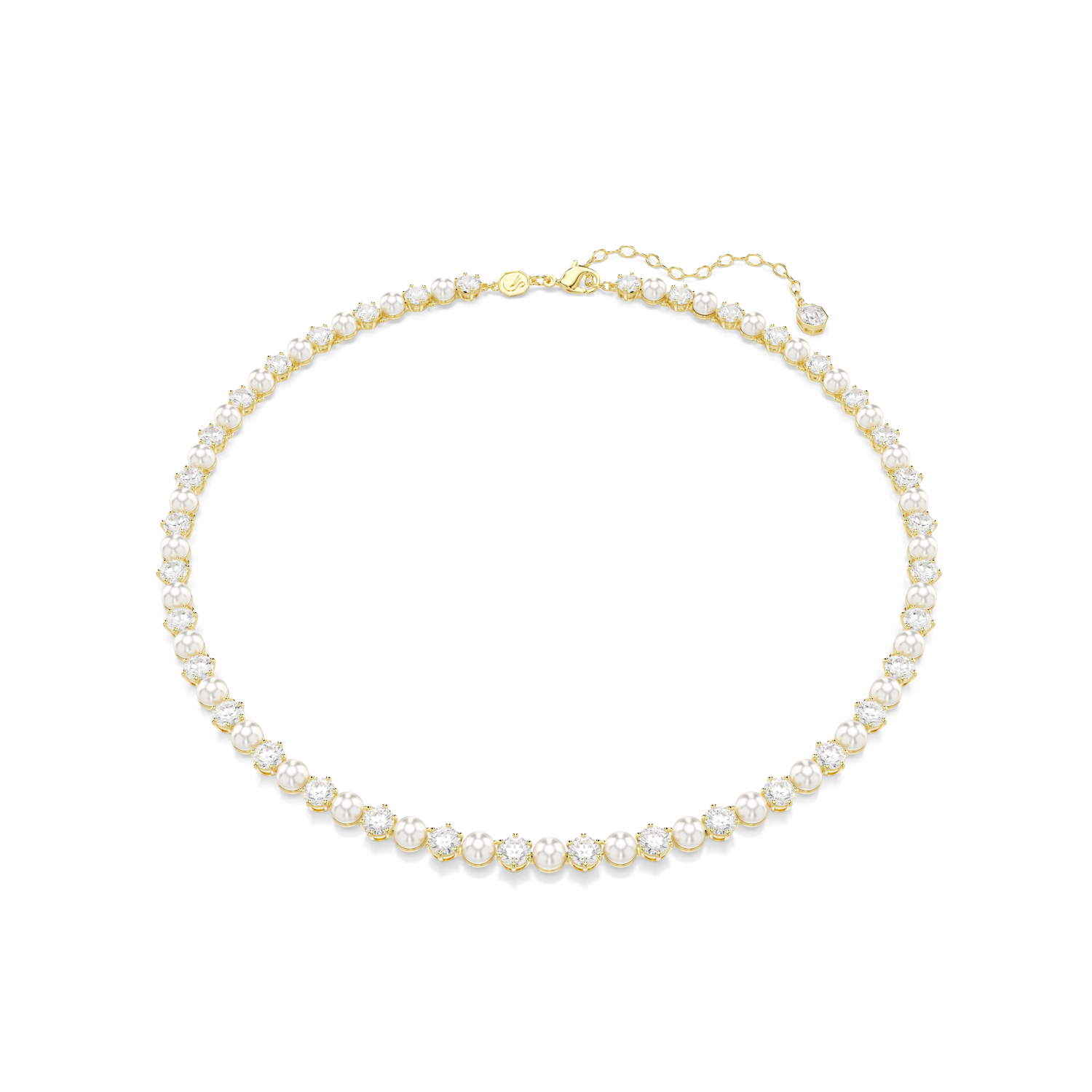 Swarovski - Collana Tennis Matrix, Crystal Pearl, Taglio Round, Bianca, Placcato color oro Ref. 5742039 - SWAROVSKI