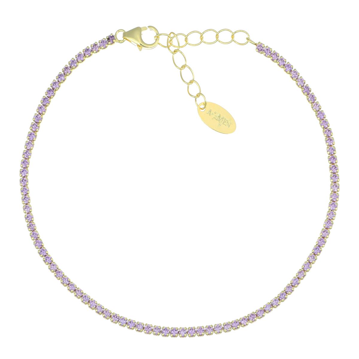 Bracciale Tennis Mania Dorato con Zirconi Lill&agrave; - Amen Collection Ref. BT1GLI17 - AMEN