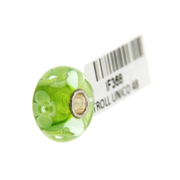 Trollbeads Unico in Vetro - OOAK Original Trollbeads Verde con fiori Rif.  UNICO 4B - TROLLBEADS